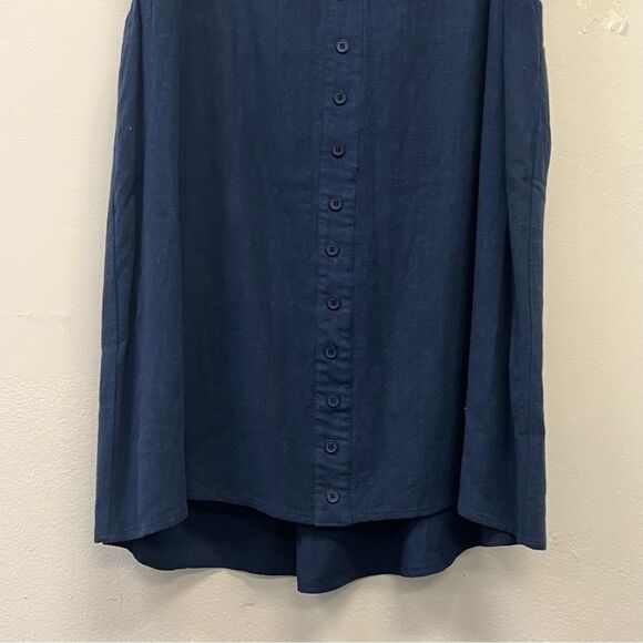 Elodie Linen-Blend Sweetheart Mini Dress – Navy | Size XL - Picture 4 of 10